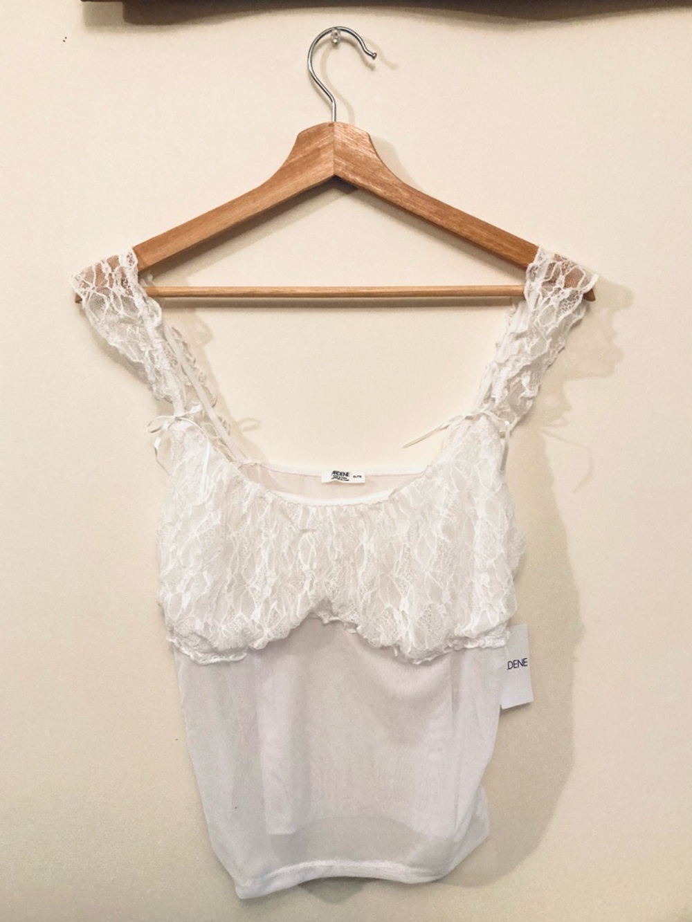 NWTS Ardene White Lace Camisole Top with Bows Coquette Size XL